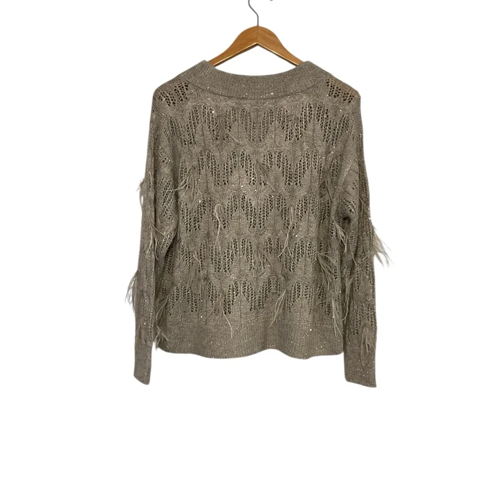 White House Black Market V-Neck Sweater - Silver size L‎